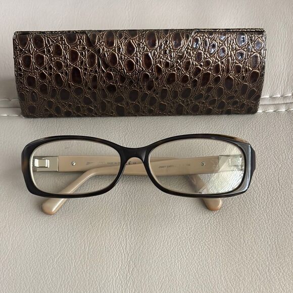 Jimmy Choo Tortoise Rectangular Glasses w Crystal Temples Italy SXX45 53 15 130 - Picture 2 of 5